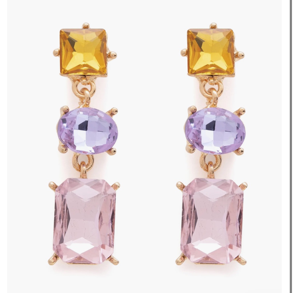 Petit Moments Nwt Allie Gold Tone Yellow Lavender Light Pink Drop Earring 15$